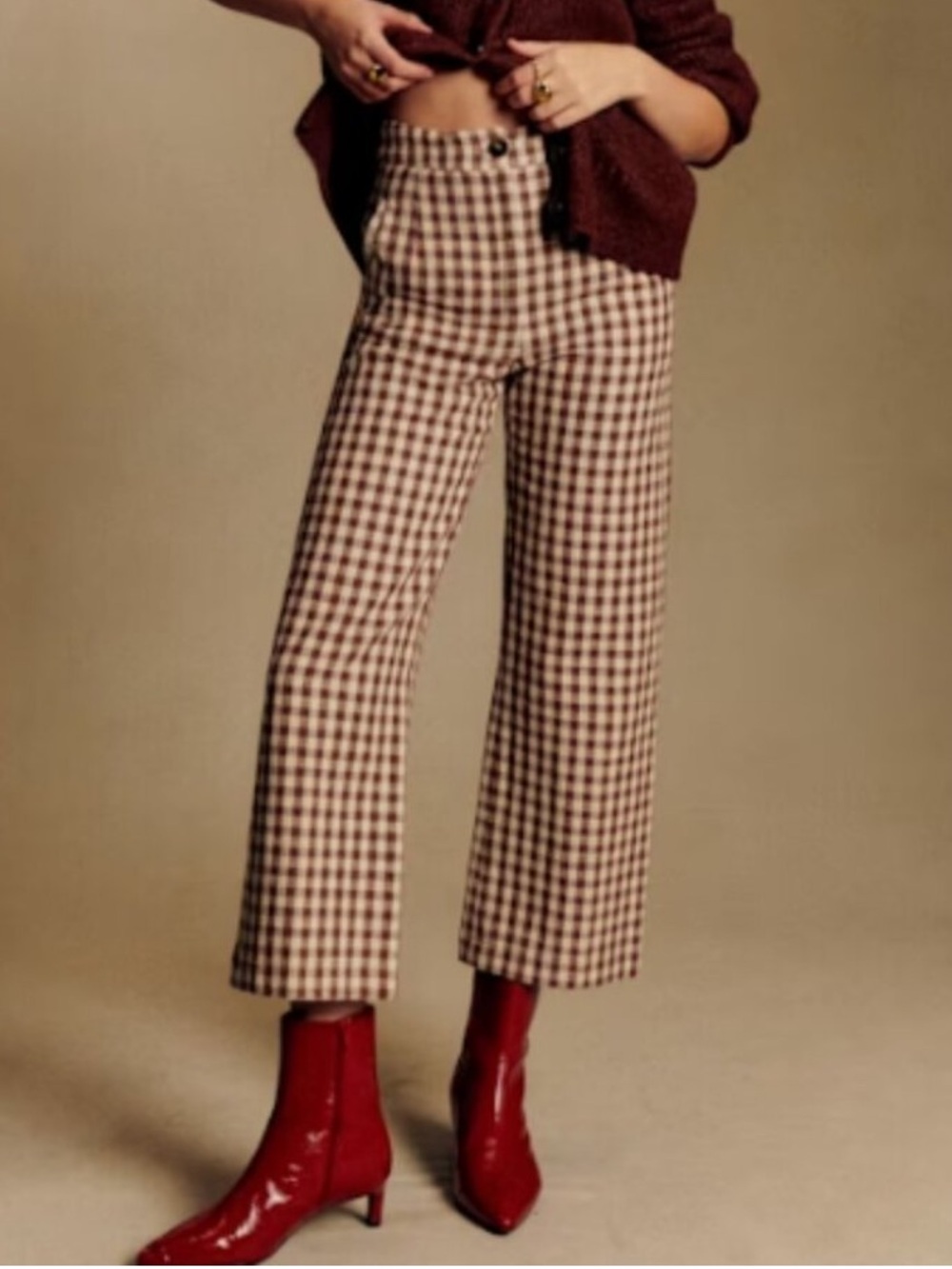 Sezane Martin cropped gingham trouser
